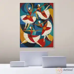 Cuadros artísticos para sala — La Danza bailarinas cubistas en lienzo ArtVivo