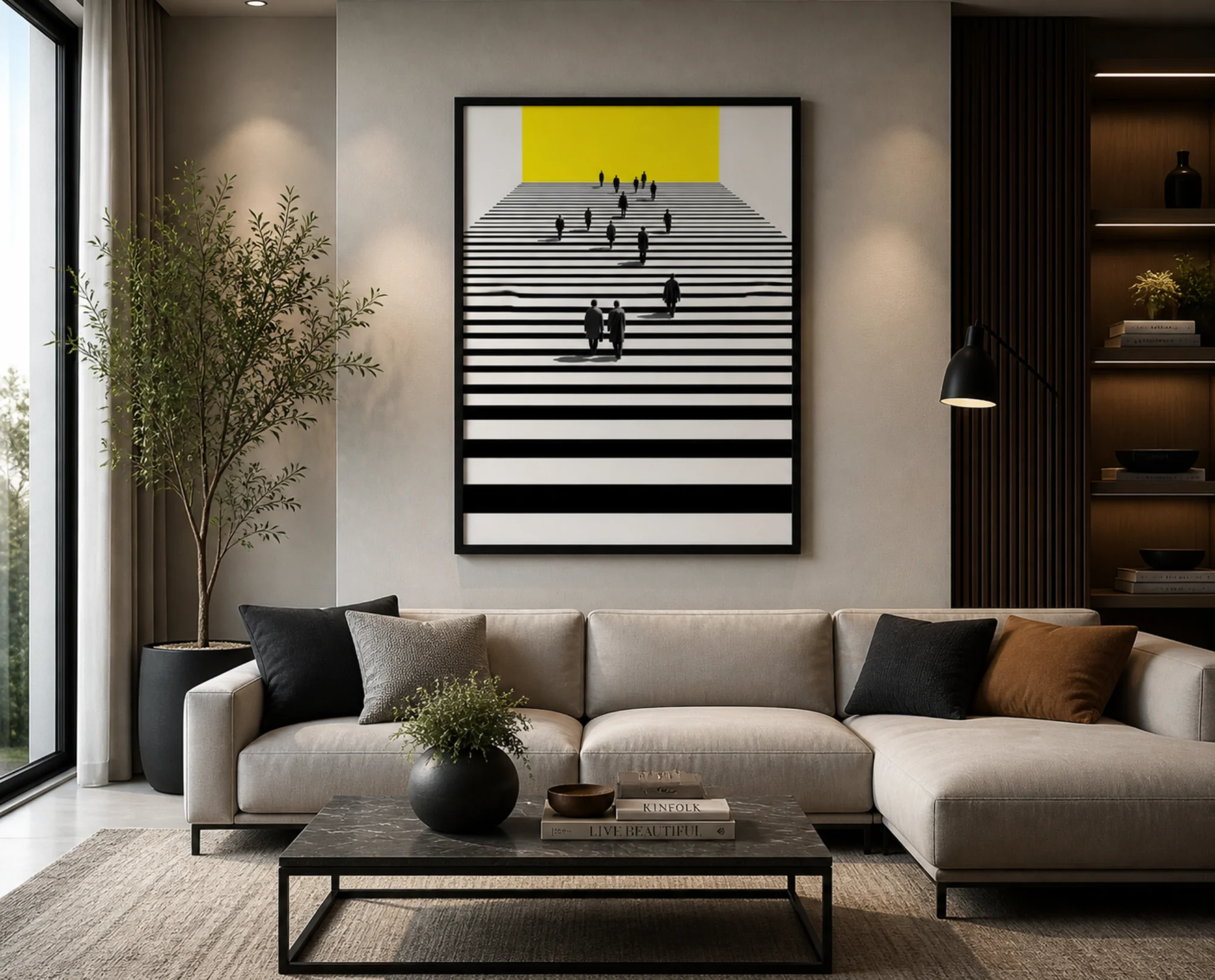 Poster decorativo para sala personas caminando hacia luz Hacia la Luz — ArtVivo