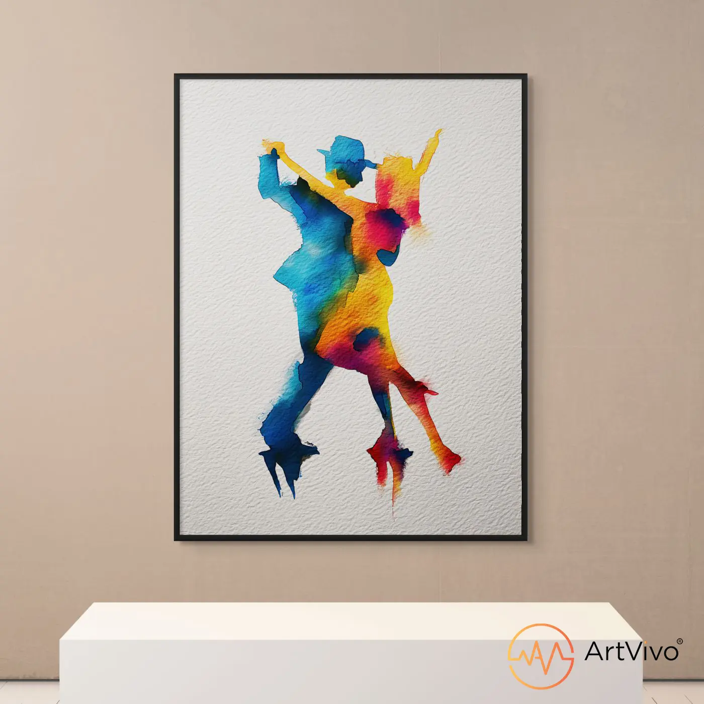 Poster decorativo para sala pareja bailando tango acuarela — ArtVivo