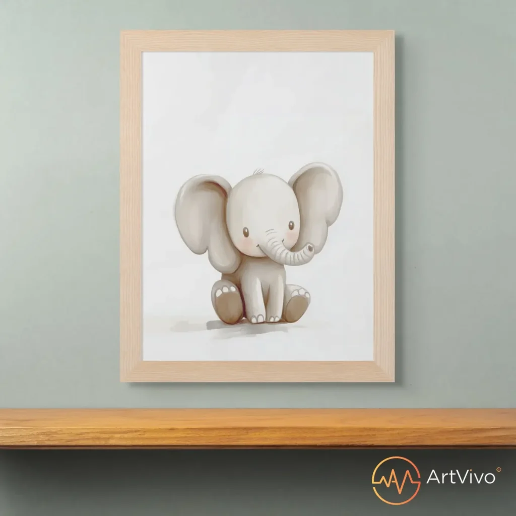 Poster decorativo para cuarto de niños elefante bebé tierno Elefantito — ArtVivo