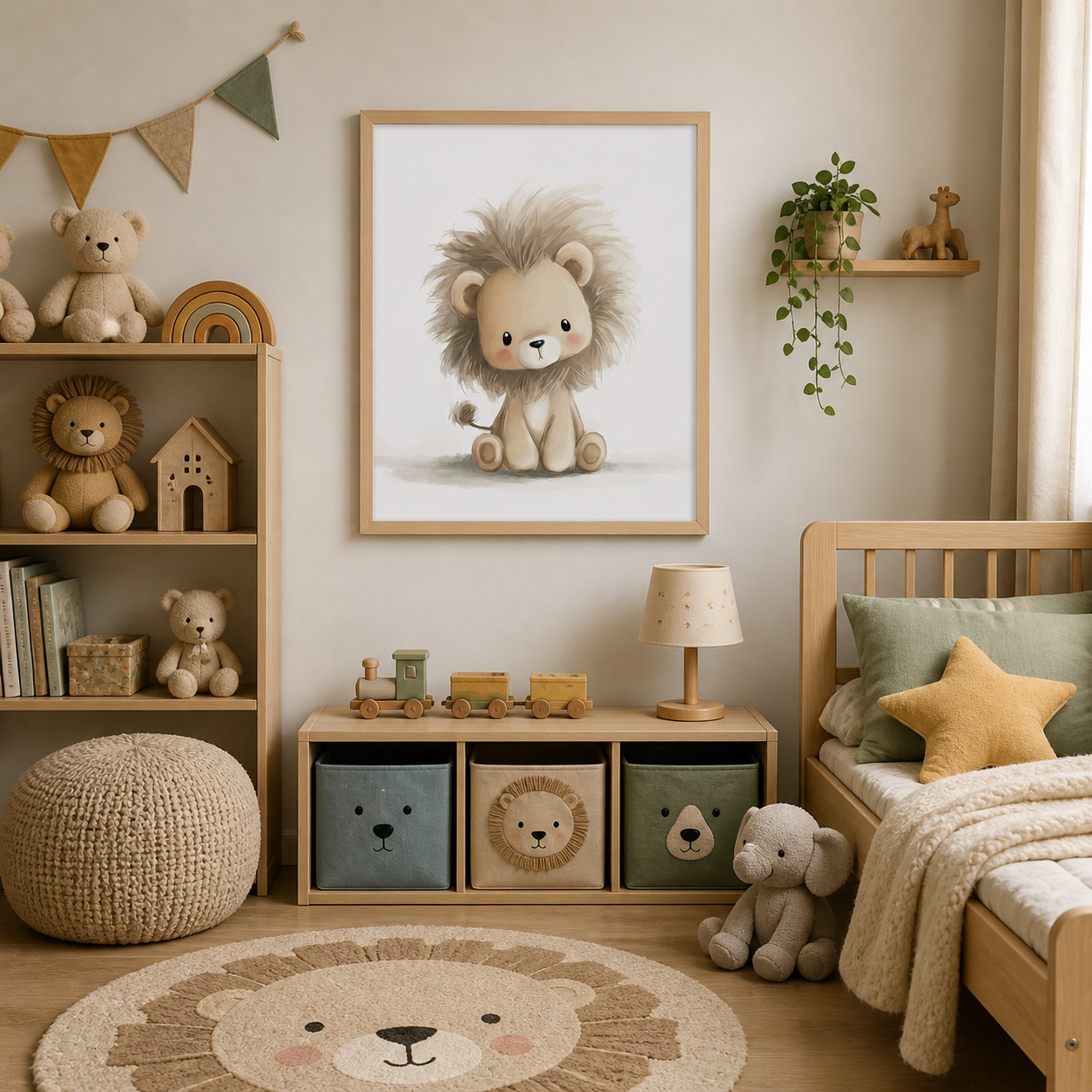 Cuadros de animales para niños alternativa poster Leoncito Rey sala ArtVivo