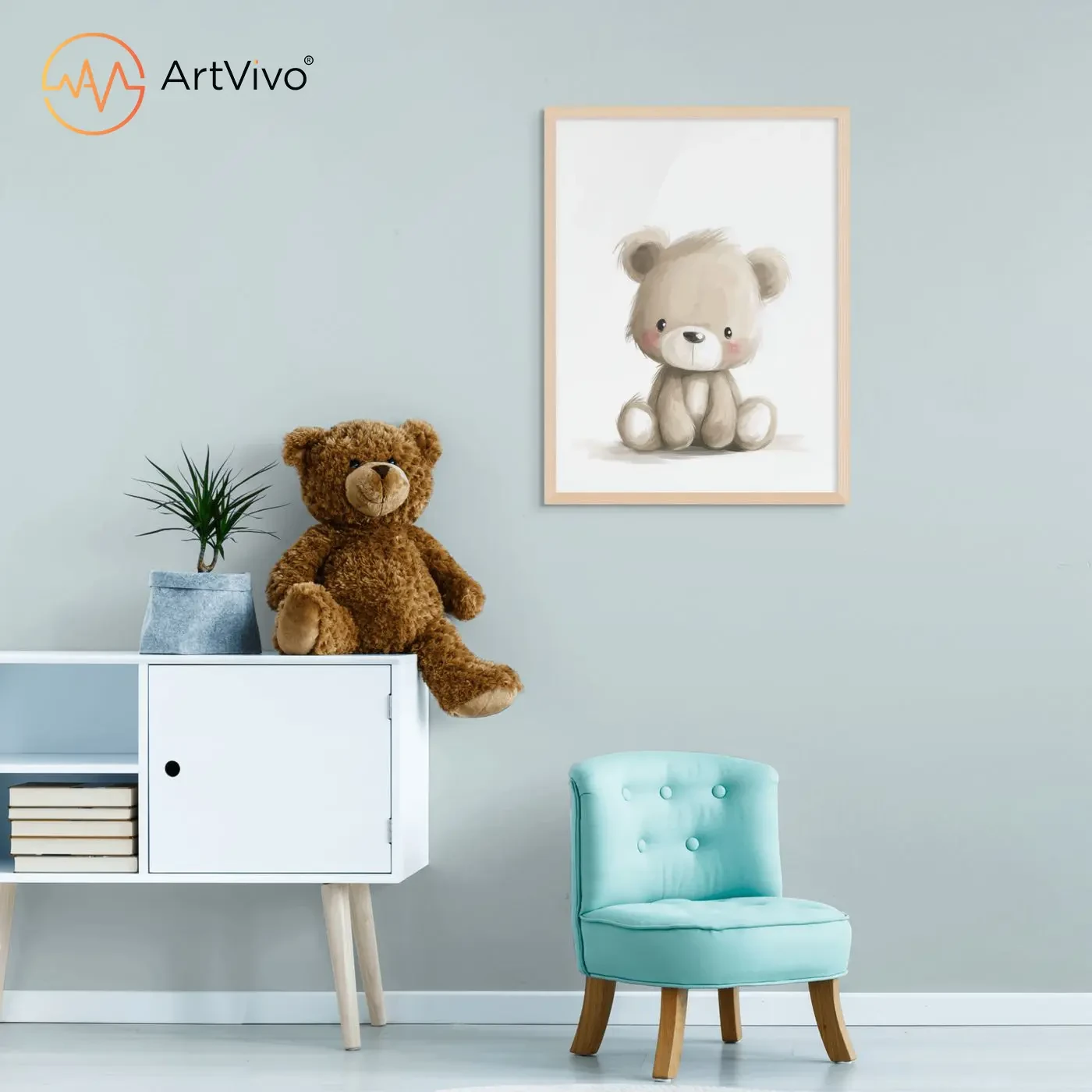 Cuadros de animales para niños alternativa poster Osito Querido sala ArtVivo