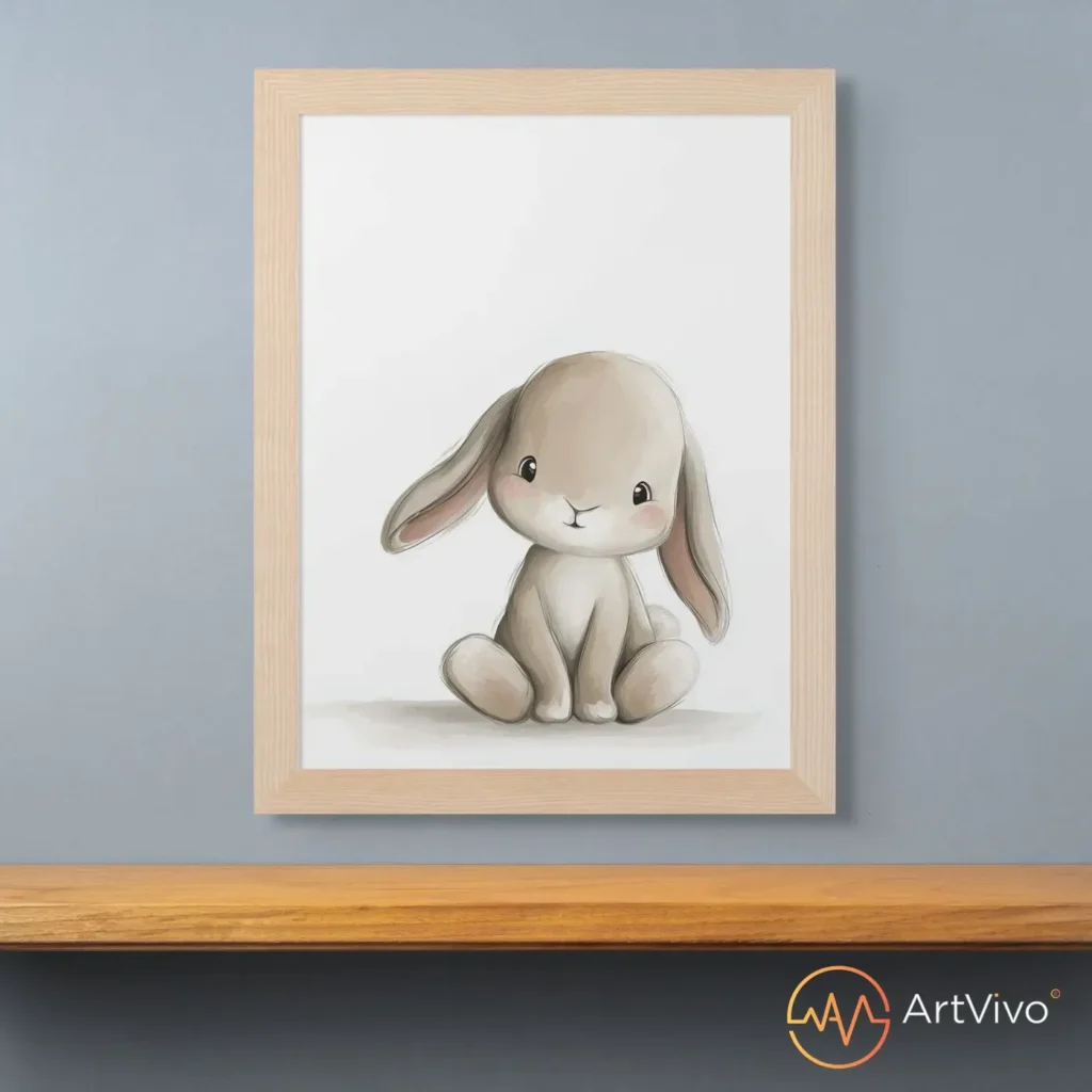 Poster decorativo para cuarto de niños conejito bebé Blandito — ArtVivo