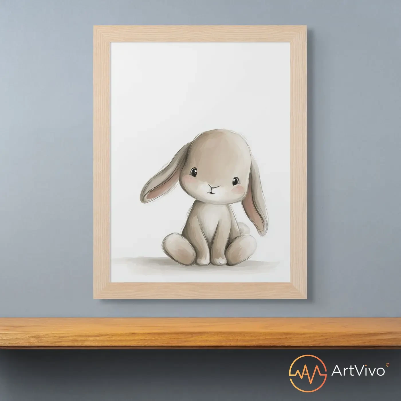 Poster decorativo para cuarto de niños conejito bebé Blandito — ArtVivo