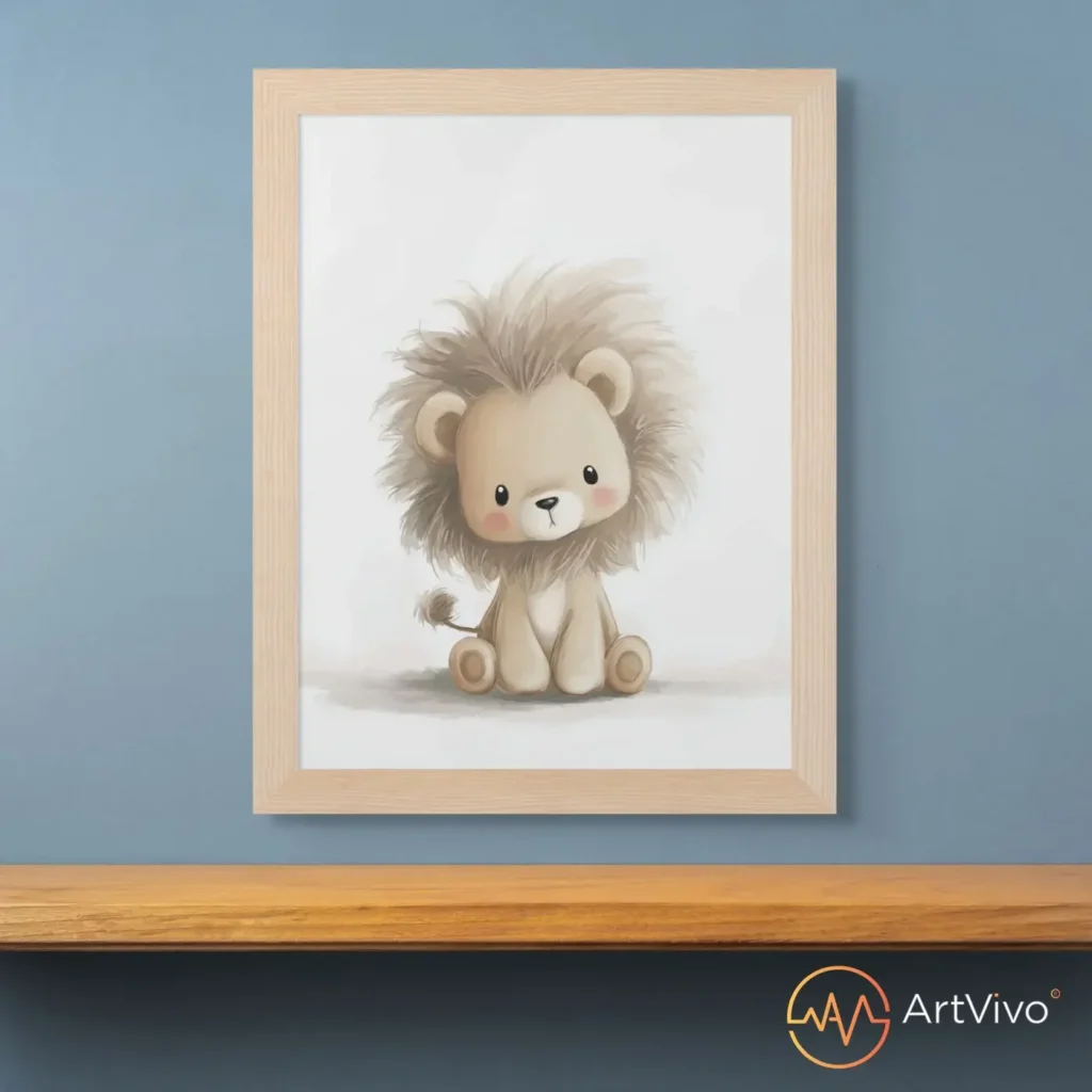 Poster decorativo para cuarto de niños leoncito bebé tierno Leoncito Rey — ArtVivo