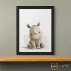 Poster decorativo para cuarto de niños rinoceronte bebé Rinocéntico — ArtVivo