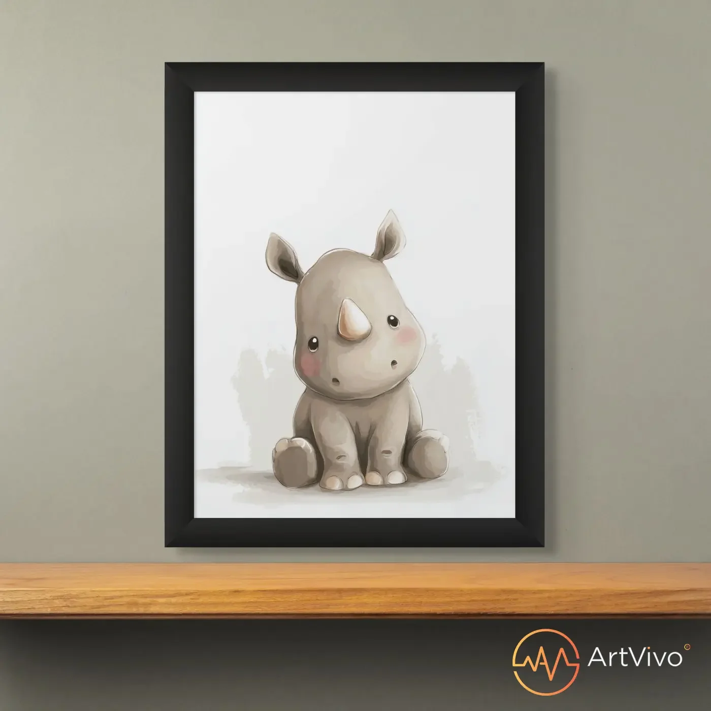 Poster decorativo para cuarto de niños rinoceronte bebé Rinocéntico — ArtVivo