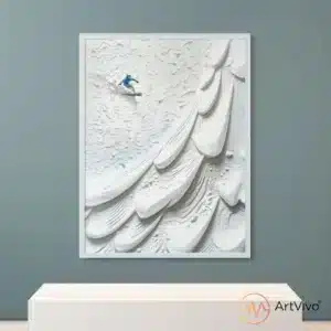 Poster decorativo para sala snowboarder nieve escultórica Downhill — ArtVivo