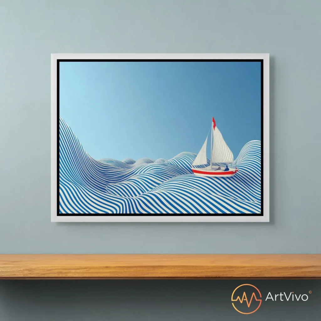 Poster decorativo para sala velero entre olas Mar Adentro — ArtVivo