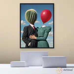 Cuadro surrealista de pareja Amor Bomba ArtVivo