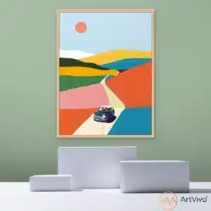 Cuadro de paisaje colorido Road Trip ArtVivo