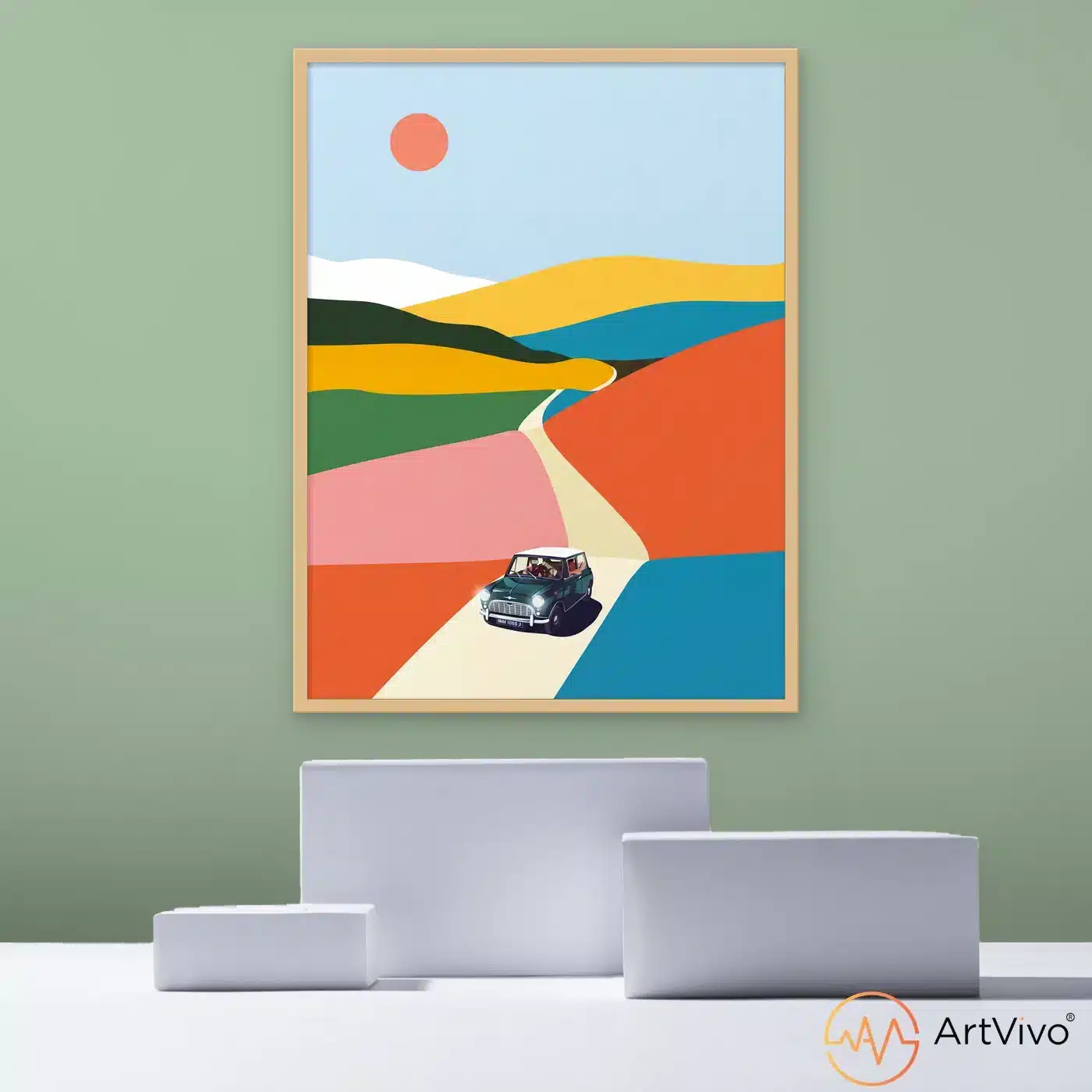 Cuadro de paisaje colorido Road Trip ArtVivo