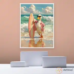 Cuadro de pato surfista Surf Duck ArtVivo