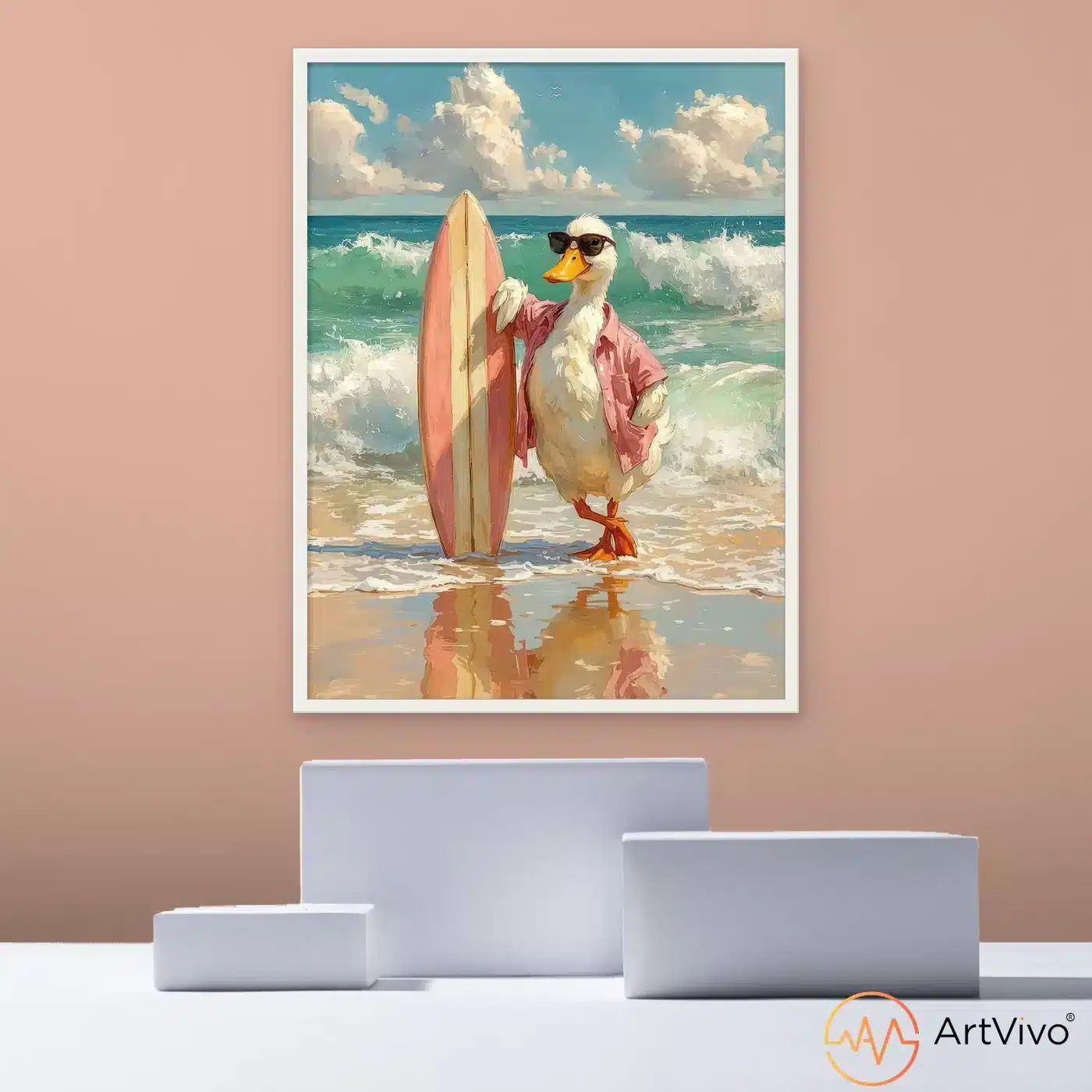 Cuadro de pato surfista Surf Duck ArtVivo