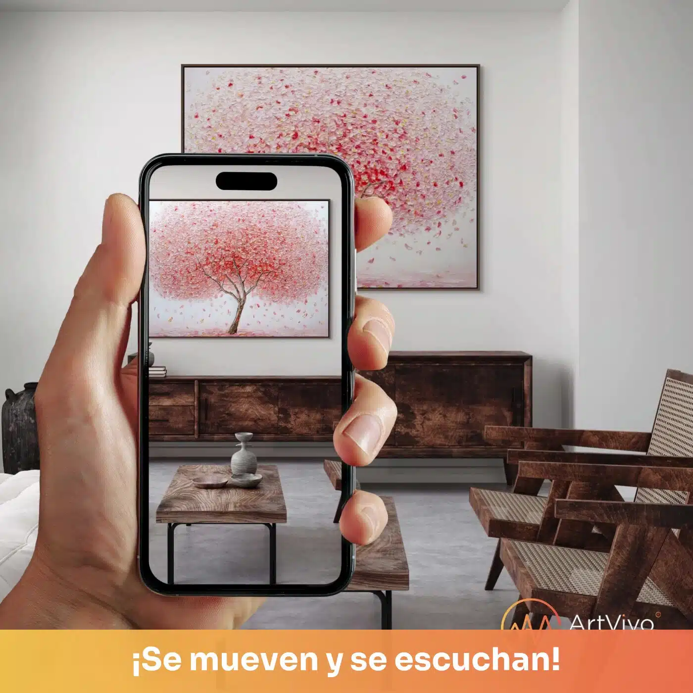 Lluvia de Pétalos: cuadro decorativo animado, la imagen cobra vida en tu celular con ArtVivo