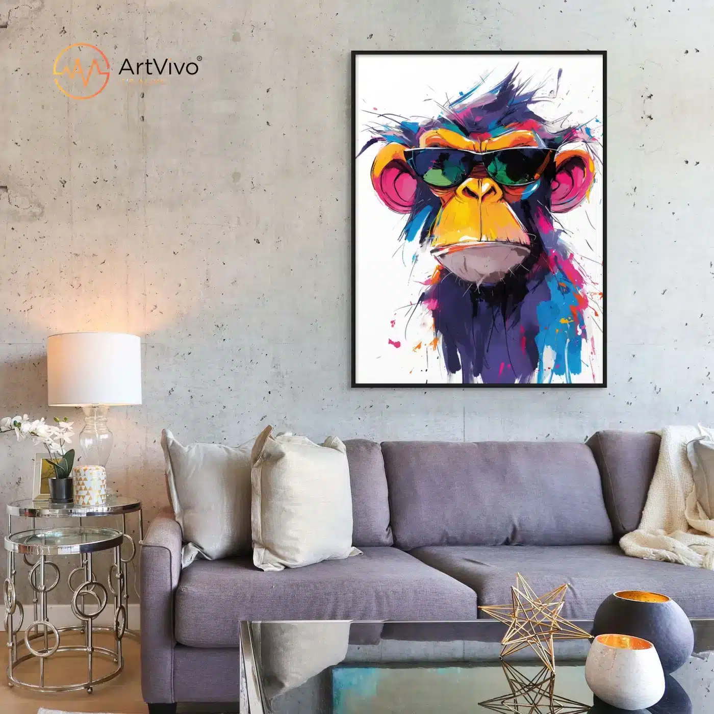 Cuadro Cool Monkey en una sala