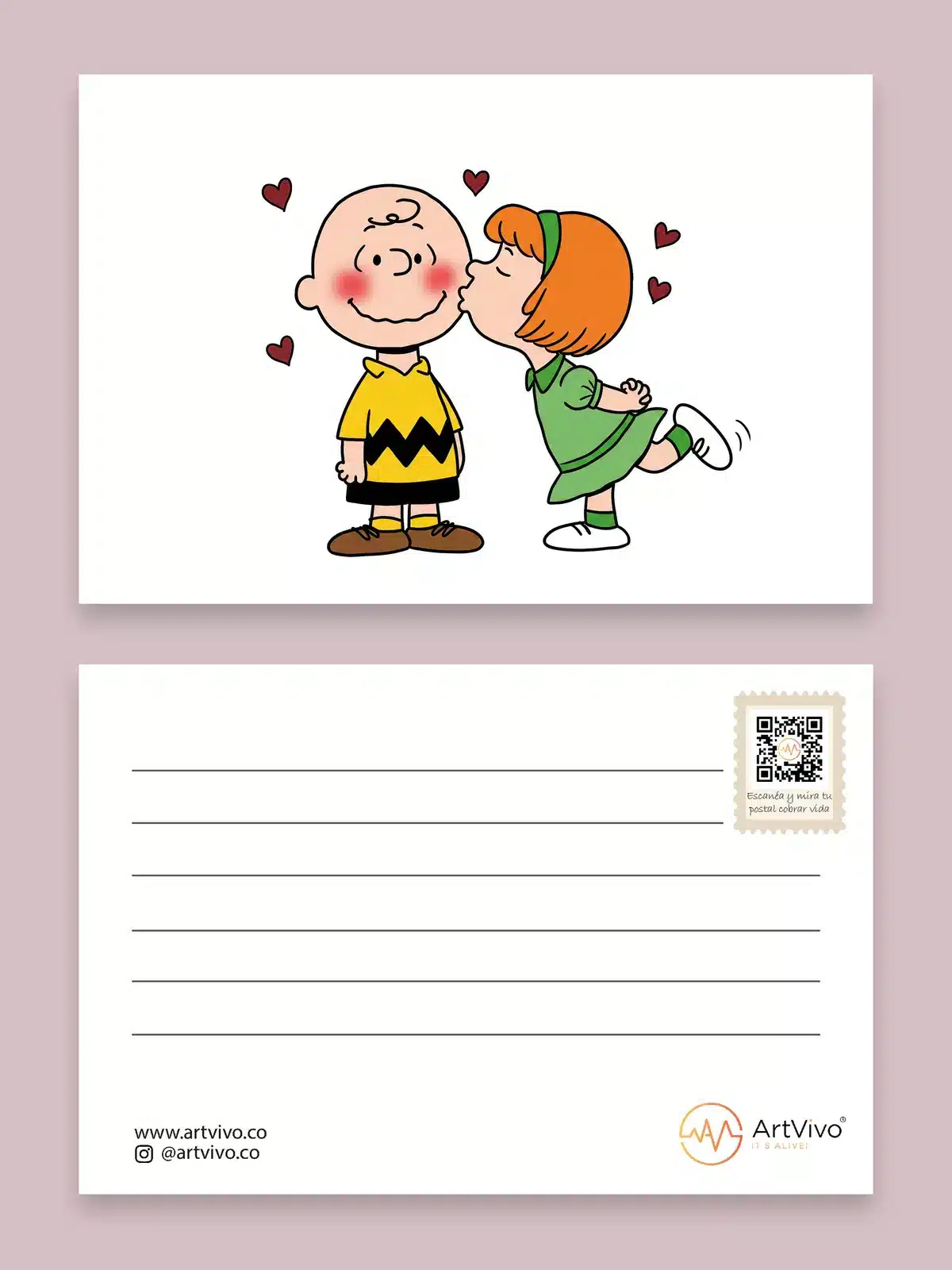 Postal animada Pico: frente y reverso con código QR