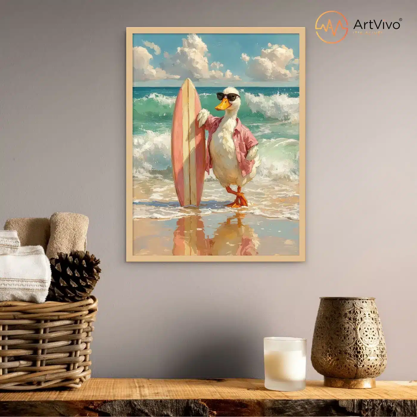Cuadro Surf Duck en un ambiente